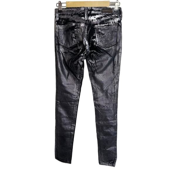 Adriano Goldschmied The Legging Super Skinny Black Silver Painted Pants Size 25R - Picture 3 of 9